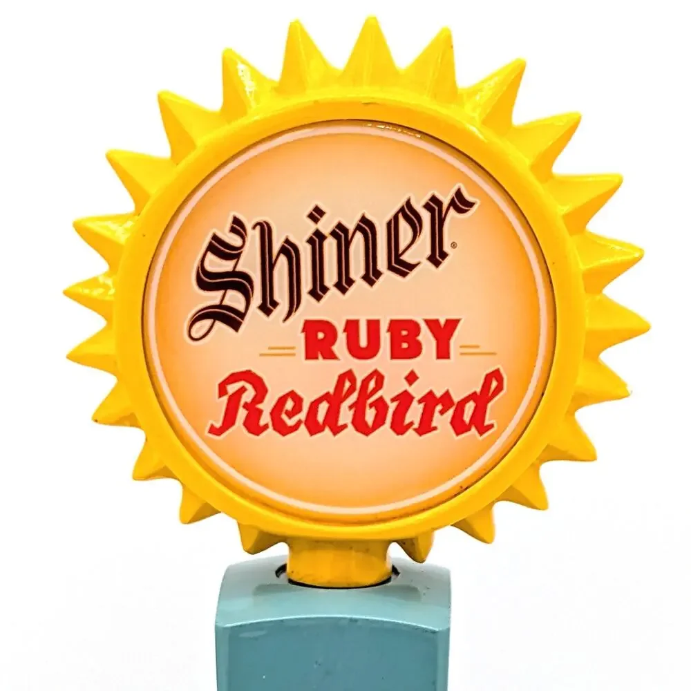 Shiner Ruby Redbird Beer Tap Handle Spoetzl Brewery TX Retro Turquoise Yellow